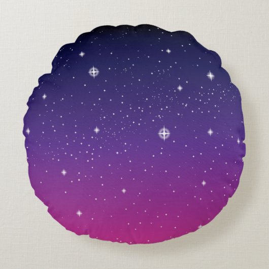 濃い紫色の星空 ラウンドクッション (正面)