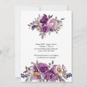 濃い紫色の水カラーフローラ披露宴のみ 招待状 (裏面)