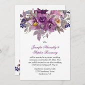 濃い紫色の水カラーフローラ披露宴のみ 招待状 (正面/裏面)