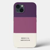 濃い紫色の水平ストライプ色ブロック Case-Mate iPhoneケース (裏面)