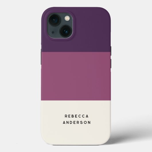 濃い紫色の水平ストライプ色ブロック Case-Mate iPhoneケース (裏面)