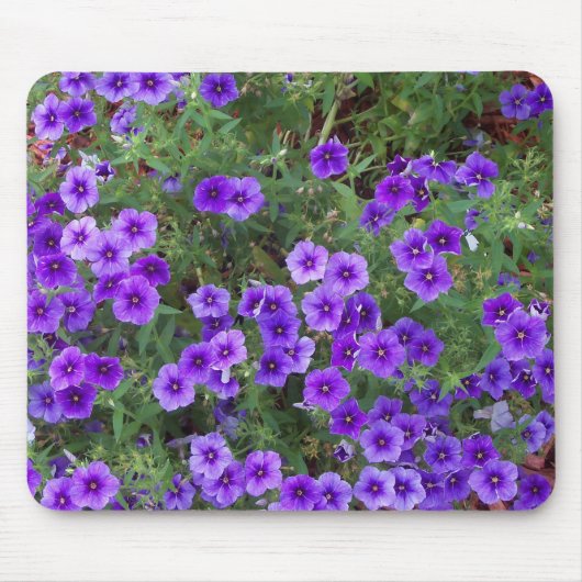 濃い紫色の牡牛の花が多い マウスパッド (正面)
