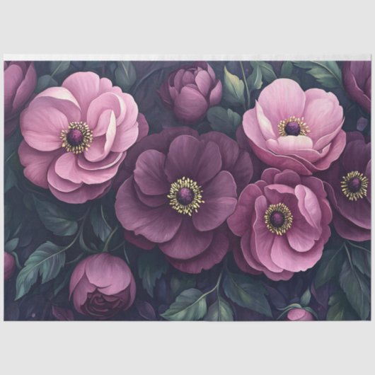 濃い紫色の花の緑の離れ花の分離 薄葉紙 (正面)