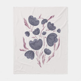 濃い紫色の花の美学 フリースブランケット