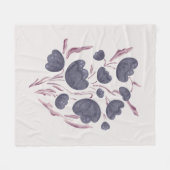 濃い紫色の花の美学 フリースブランケット (正面(横))