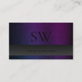 濃い紫色の青のグラデーションのスネークパターンモノグラム 名刺 (正面)
