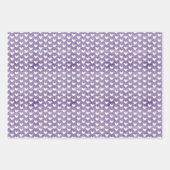 濃い紫色の麻の上に白いハート ラッピングペーパーシート (正面2)