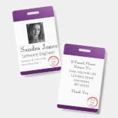 濃い紫色のIDカードをフェード(垂直/ポートレート) バッジ (正面＆裏面)