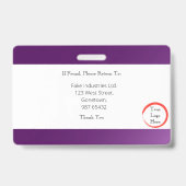 濃い紫色のIDカードをフェード（横） バッジ (裏面)