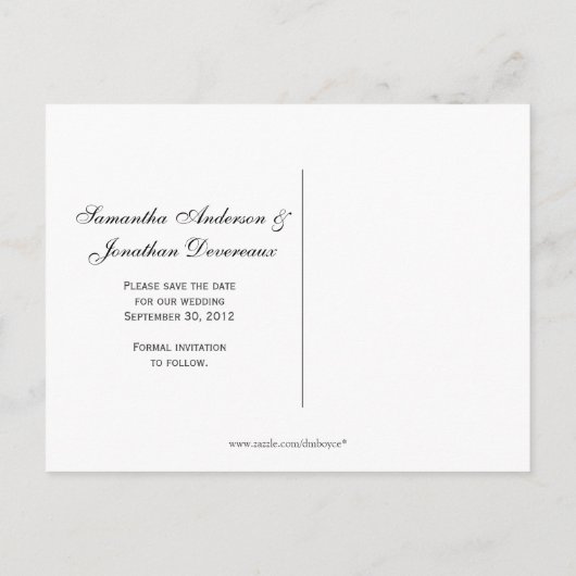 濃い紫華美の銀は日付を保存 案内ポストカード (裏面)