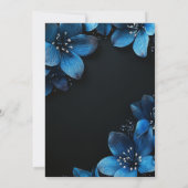 濃い結婚式招待状カードグリッター青い花 招待状 (裏面)