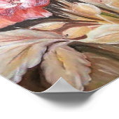 濃い絵画ピンクのケシのフローラ ポスター (角)