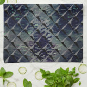 濃い緑がかった「スモークガラス」と3D正方形の混合 キッチンタオル (折り畳み)