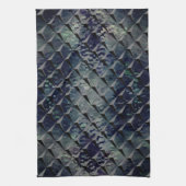 濃い緑がかった「スモークガラス」と3D正方形の混合 キッチンタオル (縦)