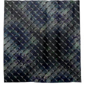 濃い緑がかった「スモークガラス」と3D正方形の混合 シャワーカーテン (正面)