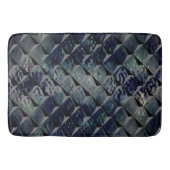 濃い緑がかった「スモークガラス」と3D正方形の混合 バスマット (正面)