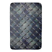 濃い緑がかった「スモークガラス」と3D正方形の混合 バスマット (正面縦)