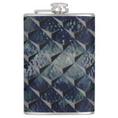 濃い緑がかった「スモークガラス」と3D正方形の混合 フラスク (正面)