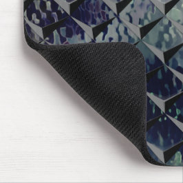 濃い緑がかった「スモークガラス」と3D正方形の混合 マウスパッド