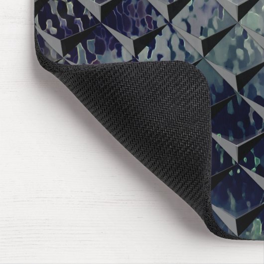 濃い緑がかった「スモークガラス」と3D正方形の混合 マウスパッド (コーナー)