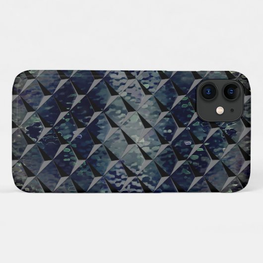 濃い緑がかった「スモークガラス」と3D正方形の混合 Case-Mate iPhoneケース (裏面(横))