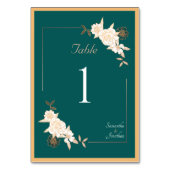 濃い緑とクリームバラ結婚のテーブル番号 テーブルナンバー (裏面)