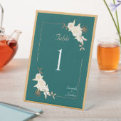 濃い緑とクリームバラ結婚のテーブル番号 台座サイン (インサイチュ)