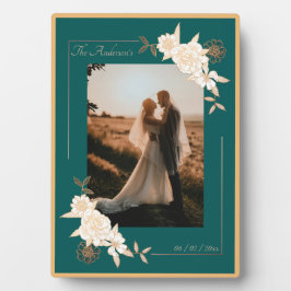 濃い緑とクリームバラ 結婚した フォトプラーク