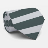 濃い緑とシルバーI水平ストライプの ネクタイ (ロール)