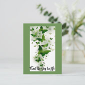 濃い緑と灰色の蝶 ポストカード (スタンド正面)