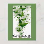 濃い緑と灰色の蝶 ポストカード (正面)