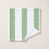 濃い緑と白のストライプ バスタオルセット (ウォッシュタオル)