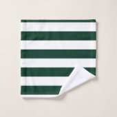 濃い緑と白のストライプ バスタオルセット (ウォッシュタオル)