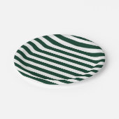 濃い緑と白のストライプ ペーパープレート (アングル)