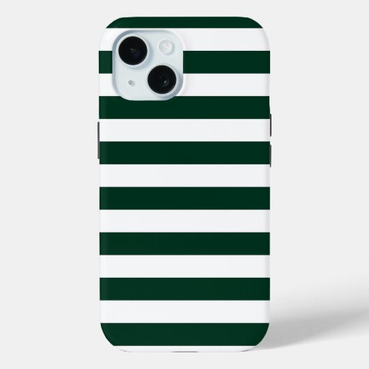 濃い緑と白のストライプ Case-Mate iPhoneケース (裏面)