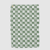 濃い緑と白のチェックボードゴルフタオル ゴルフタオル (正面)
