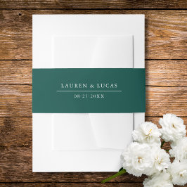 濃い緑と白 |名前+日付 | 結婚s 招待状ベリーバンド