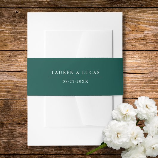 濃い緑と白 |名前+日付 | 結婚s 招待状ベリーバンド