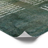 濃い緑と茶色の披露宴グランジシーティングチャート ポスター (角)