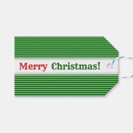 濃い緑と薄い緑のストライプ/線パターン ギフトタグ