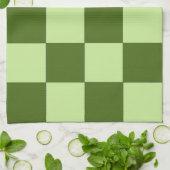 濃い緑と薄い緑の市松模様に キッチンタオル (折り畳み)