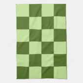 濃い緑と薄い緑の市松模様に キッチンタオル (縦)
