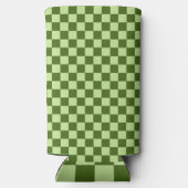 濃い緑と薄い緑の市松模様に スリム缶クーラー (裏面)