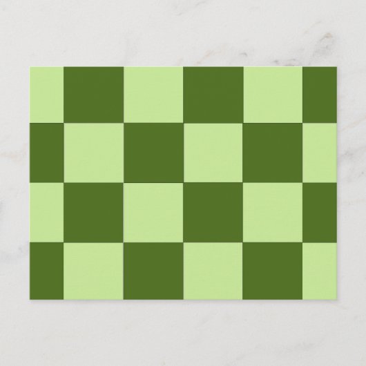 濃い緑と薄い緑の市松模様に ポストカード (正面)