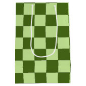 濃い緑と薄い緑の市松模様に ミディアムペーパーバッグ (裏面)