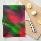 濃い緑と赤のレリーフ、 浮き彫りと深さ キッチンタオル (四つ折り)