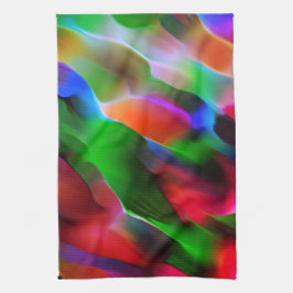 濃い緑と赤のレリーフ、 浮き彫りと深さ キッチンタオル