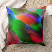 濃い緑と赤のレリーフ、 浮き彫りと深さ クッション (ブランケット)