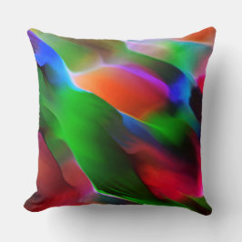 濃い緑と赤のレリーフ、 浮き彫りと深さ クッション