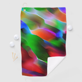 濃い緑と赤のレリーフ、 浮き彫りと深さ ゴルフタオル